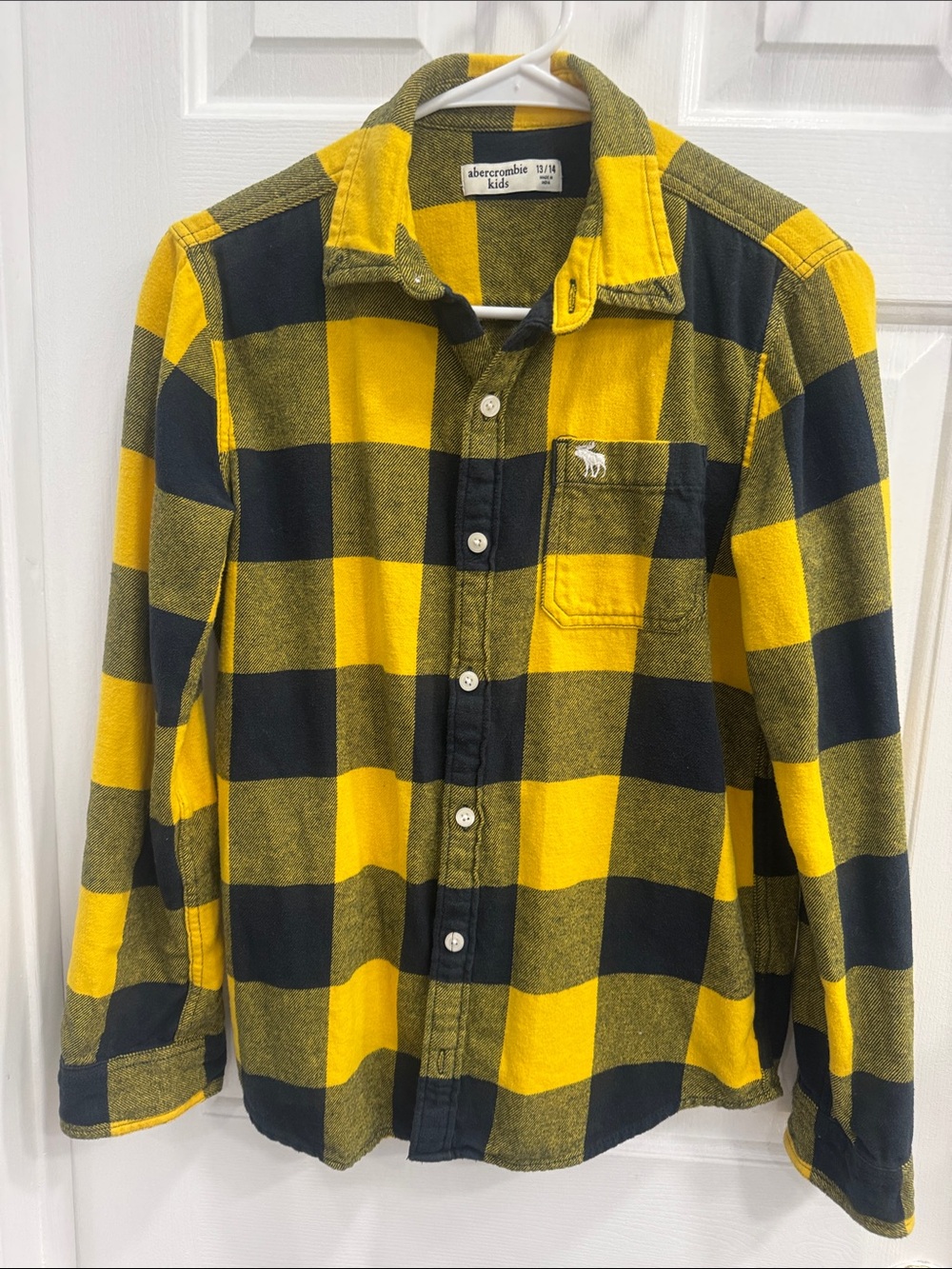 abercrombie kids Yellow & Black Buffalo Plaid Button-Down Shirt